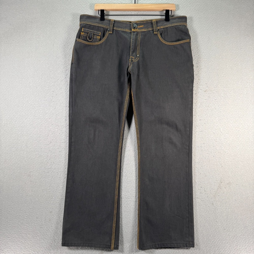 Vintage Blac Label Premium Denim Jeans Mens‎ 36 Black Straight Leg Cross Grunge